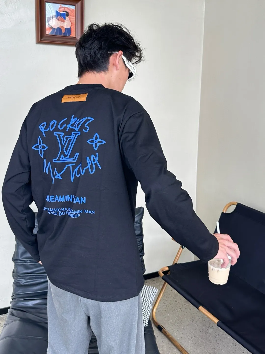 Louis Vuitton/Louis Vuitton 25Fw Dreamer graffiti slogan new flower long-sleeved T-shirt
